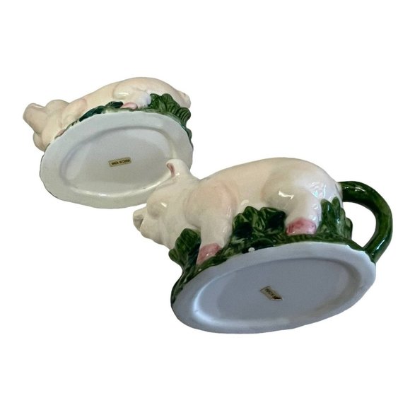 Vintage PINK PIGS Sugar Creamer Bowls Sets No Chips No Cracks 5" x 3" - Picture 4 of 6